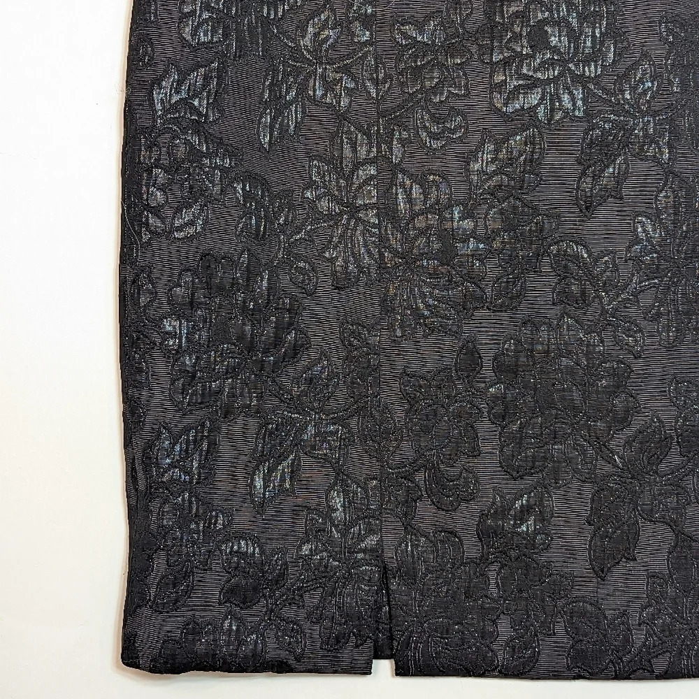 Vintage Black Floral Jacquard Square-Neck Dress - Picture 7 of 9